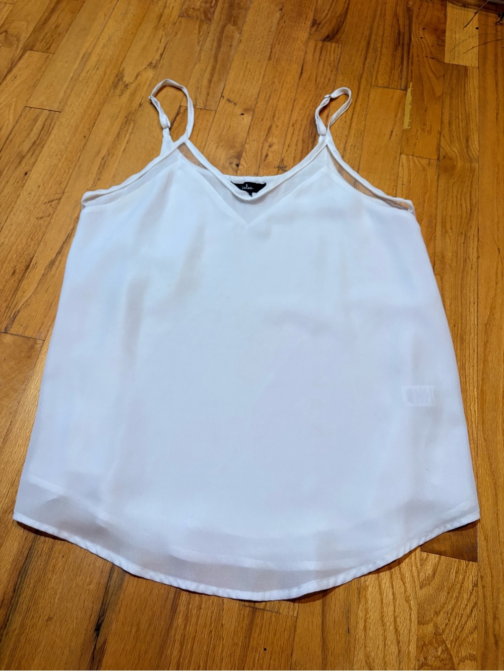 Lulus White Chiffon Cami Tank Top Women’s Medium Sheer Layered V-Neck Min